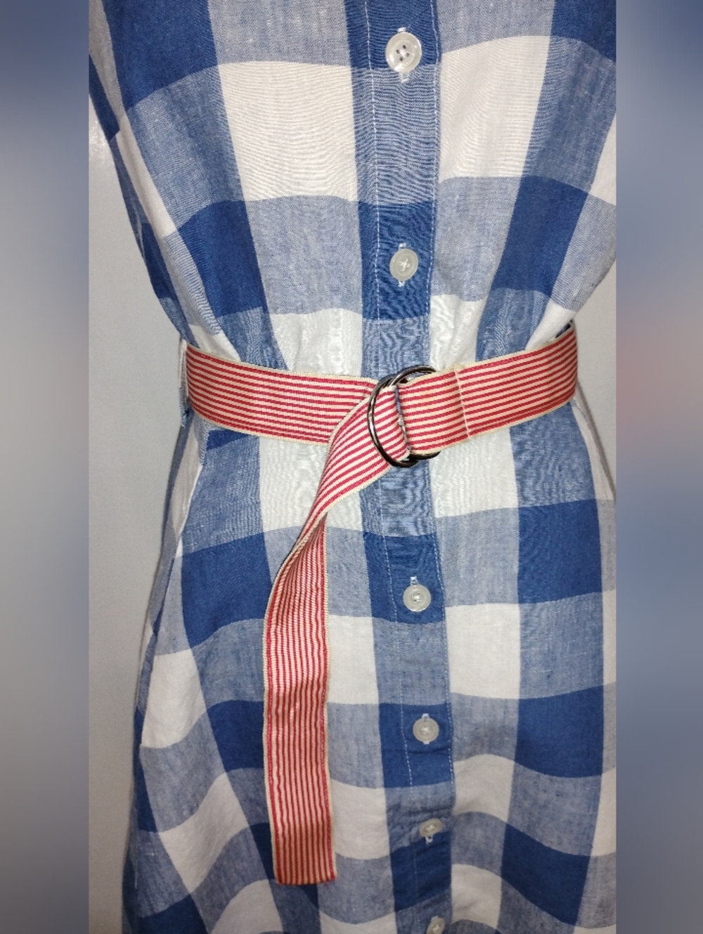 LINEN GINGHAM SUMMER DRESS - Picture 8 of 10